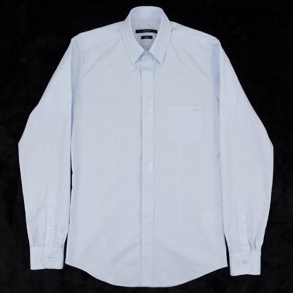 Gucci Classic Dress Shirt Embroidery Men's 15.5 Light Blue
